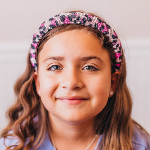 Rhinestone Headband - Padded Leopard Print Hair Band - FROG SAC