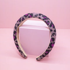 Rhinestone Headband - Padded Leopard Print Hair Band - FROG SAC