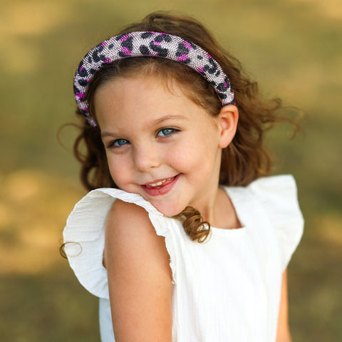 Rhinestone Headband - Padded Leopard Print Hair Band - FROG SAC