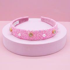 Tapered Chunky Glitter Headband (Pearl & Rhinestone Studs) - FROG SAC