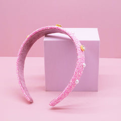 Tapered Chunky Glitter Headband (Pearl & Rhinestone Studs) - FROG SAC