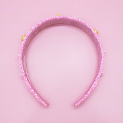 Tapered Chunky Glitter Headband (Pearl & Rhinestone Studs) - FROG SAC