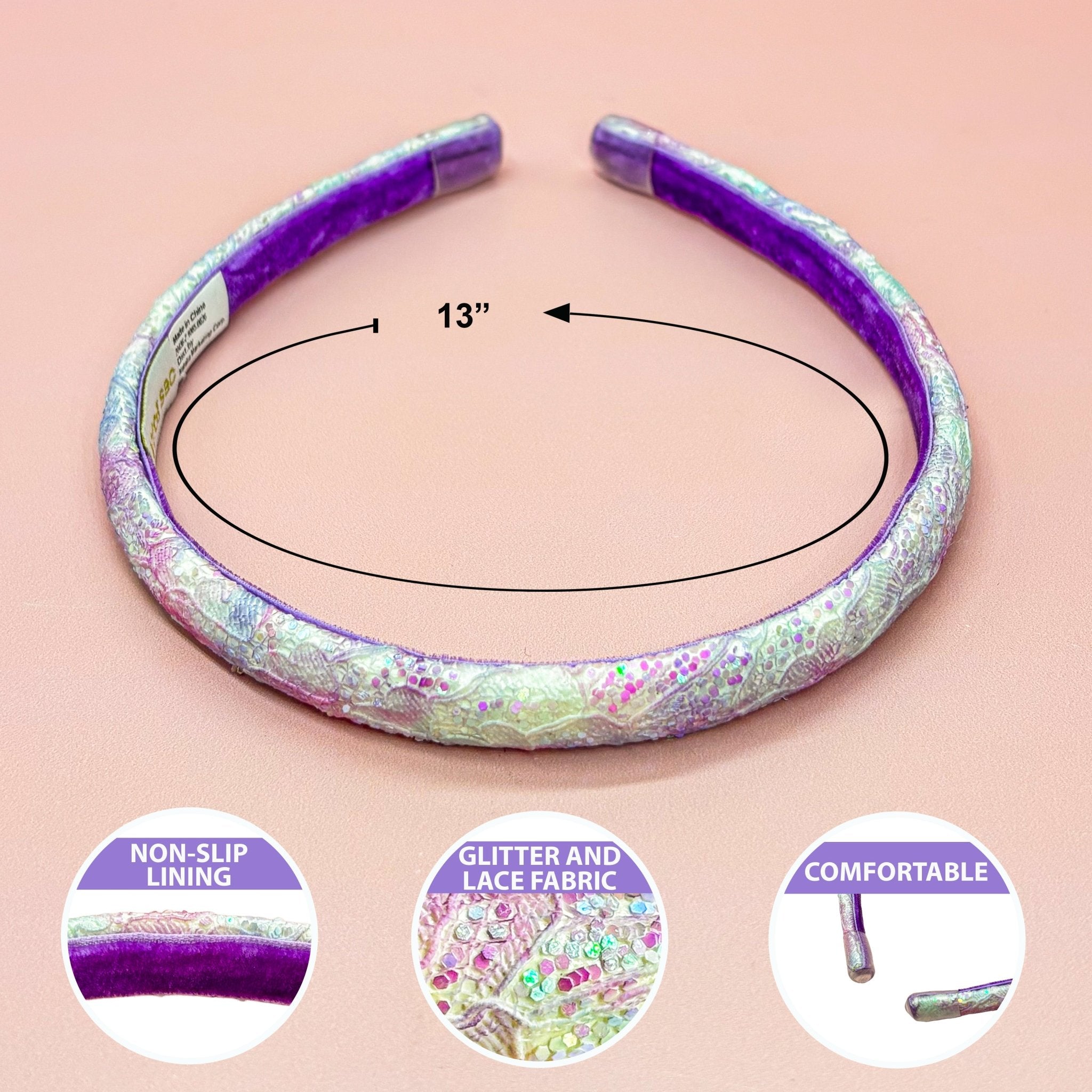 Thin Glitter Lace Headbands - 4 Pack - FROG SAC