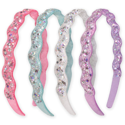 Thin Wavy Glitter Headbands - 4 Pack - FROG SAC