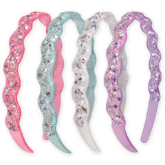 Thin Wavy Glitter Headbands - 4 Pack - FROG SAC