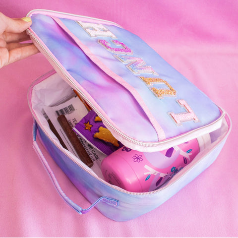 Tie Dye Lunch Box with Glitter Varsity Letter Patches - LUNCH - FROG SAC