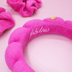 ABBIE ROSE x Frog Sac Spa Headband and Scrunchie Wristbands - Hot Pink - FROG SAC