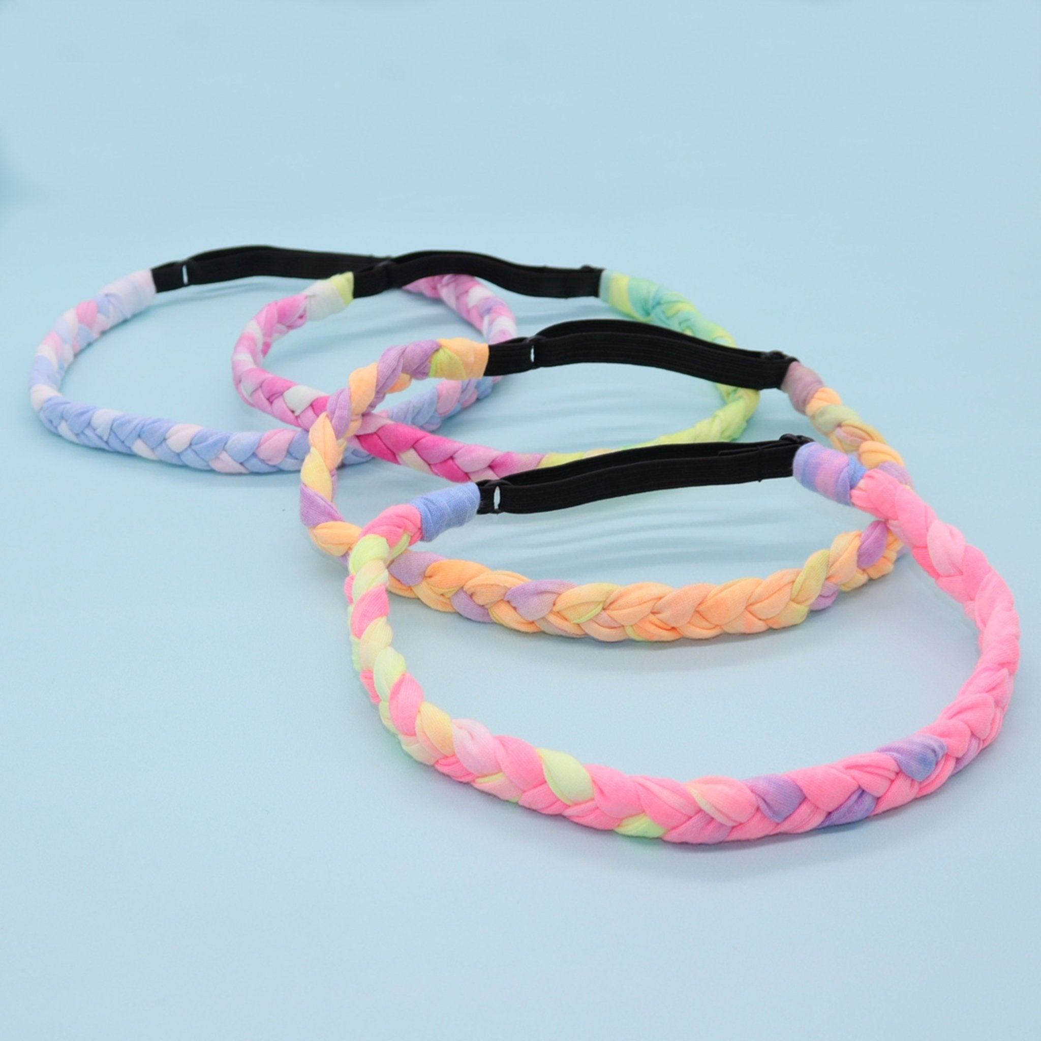 Adjustable Braided Headbands - Tie Dye 4 Pack - FROG SAC