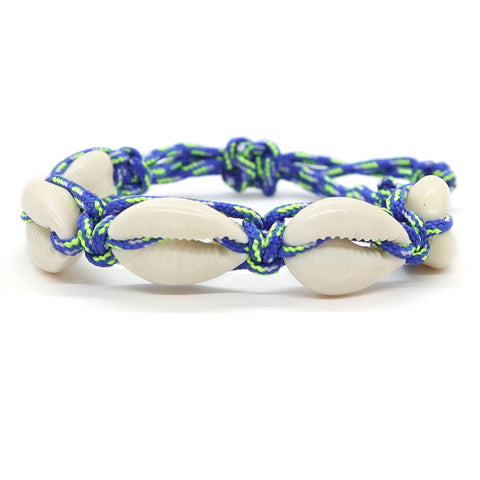 Adjustable Braided Paracord Cowrie Shell Bracelet - FROG SAC