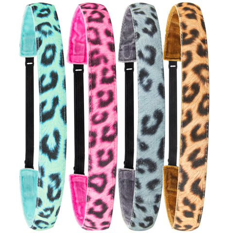 Adjustable No Slip Cheetah Headbands - 4 Pack - FROG SAC