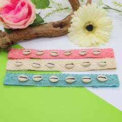 Adjustable No Slip Cowrie Lace Headbands - 3 Pack - FROG SAC