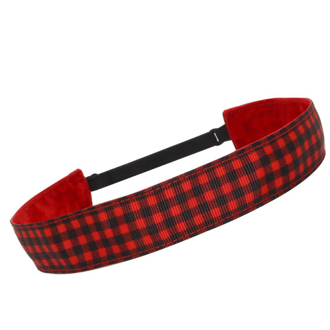 Adjustable No Slip Plaid Headband - Red - FROG SAC