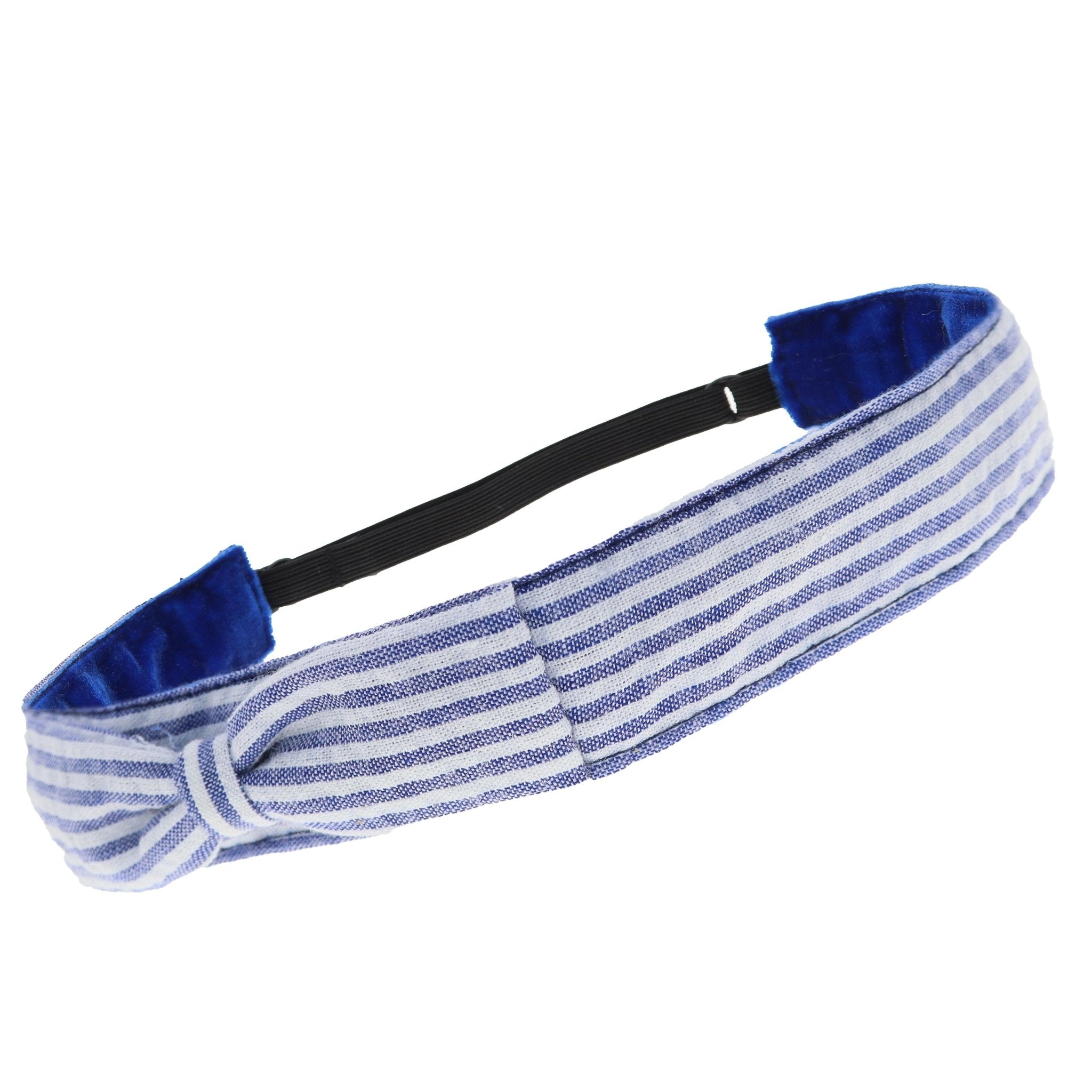 Adjustable No Slip Seersucker Bow Headband - FROG SAC