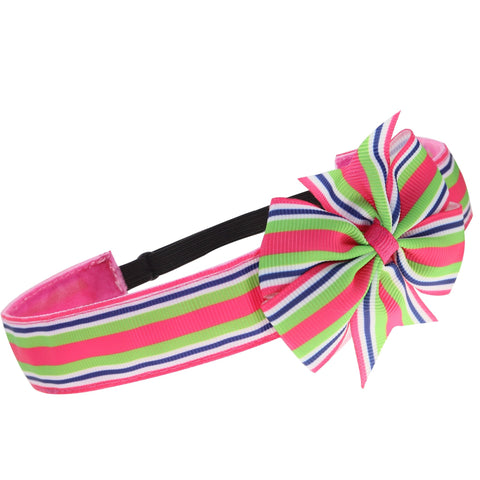 Adjustable No Slip Striped Bow Headband - FROG SAC