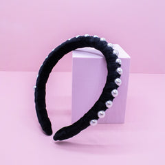 Black Velvet Wrapped Pearl Headband - FROG SAC