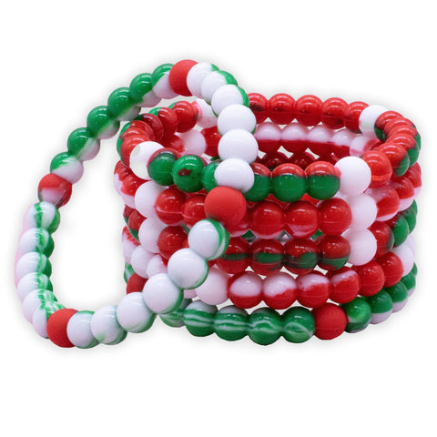 Christmas Beaded Bubble Bracelets - 6 Pack - FROG SAC