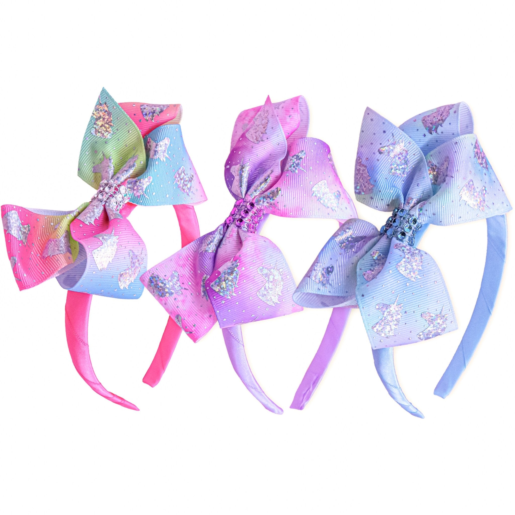 Glitter Unicorn Bow Headbands - 3 Pack - FROG SAC