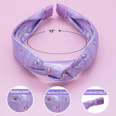 Iridescent Rhinestone Studded Knot Headband - FROG SAC