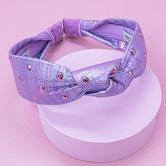 Iridescent Rhinestone Studded Knot Headband - FROG SAC