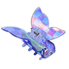 Medium Iridescent Checkered Butterfly Hair Claw Clip - FROG SAC