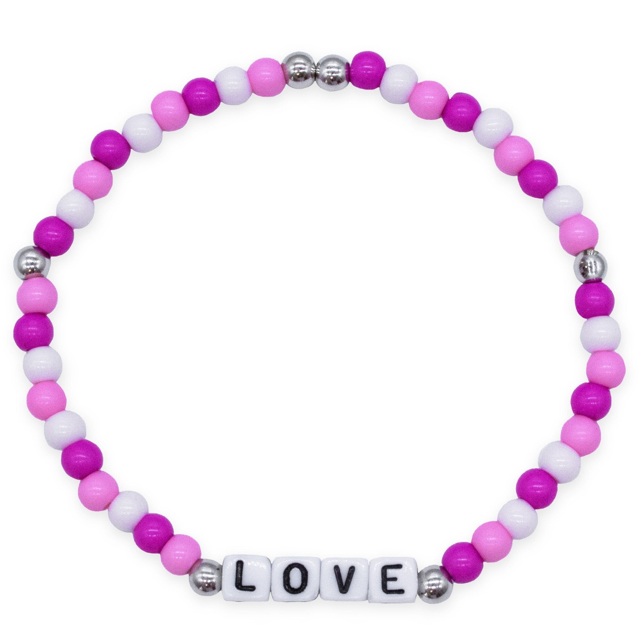 Pink Beaded Affirmation Word Bracelet - Love
