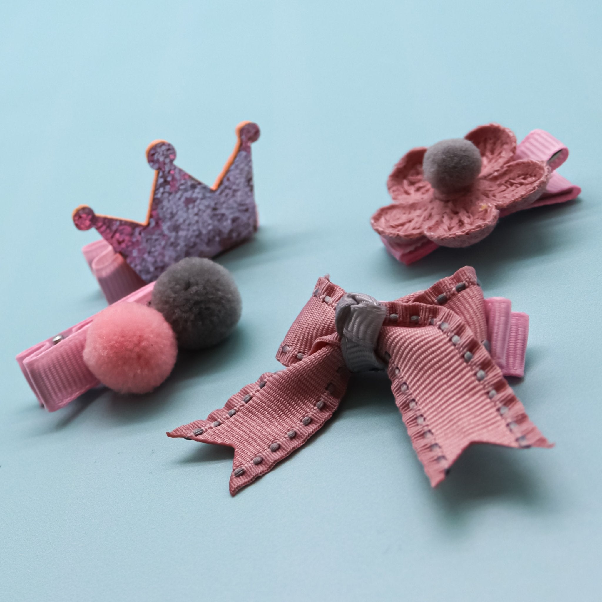 Pretty In Pink Mini Hair Clip Set - 4 Pack - FROG SAC