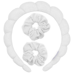 Puffy Spiral Terry Cloth Padded Spa Headband and Scrunchie Wristbands - FROG SAC