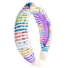 Rainbow Confetti Sequin Knot Headband - FROG SAC