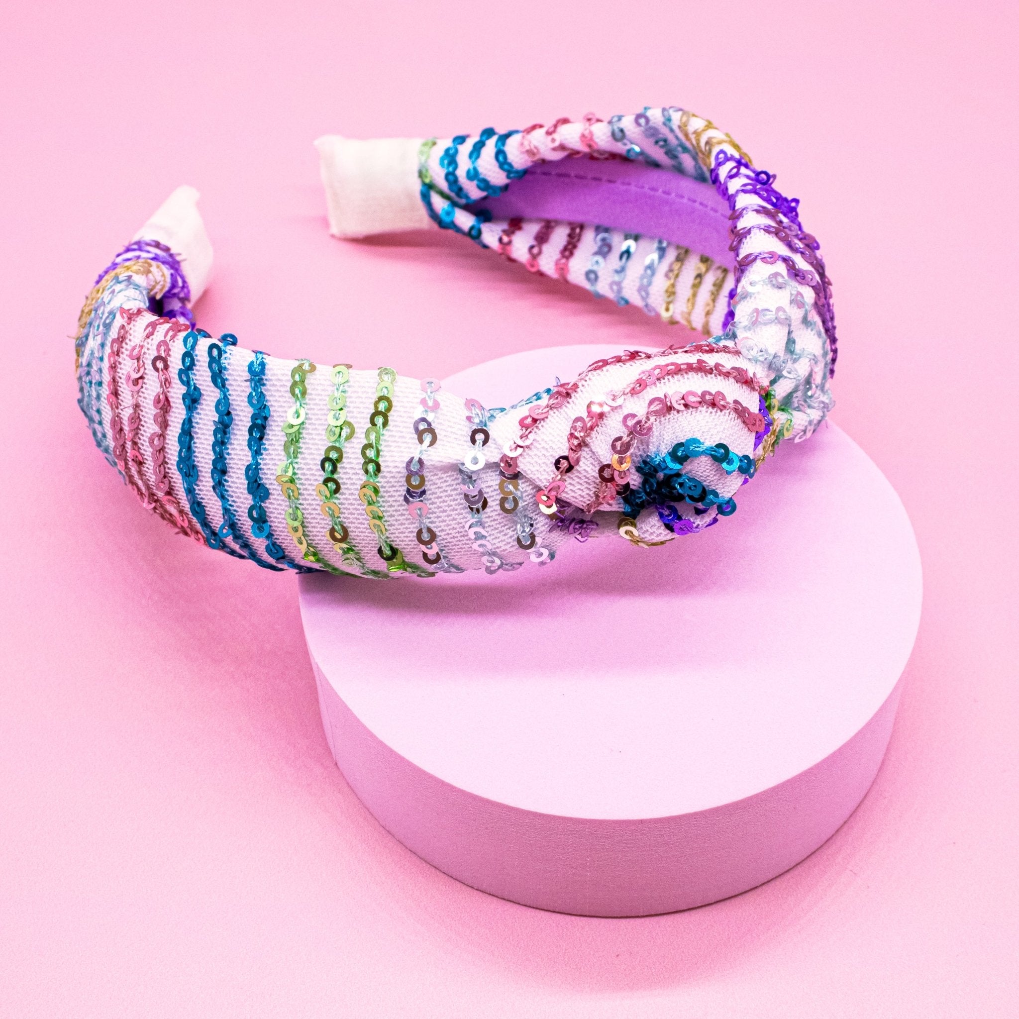 Rainbow Confetti Sequin Knot Headband - FROG SAC