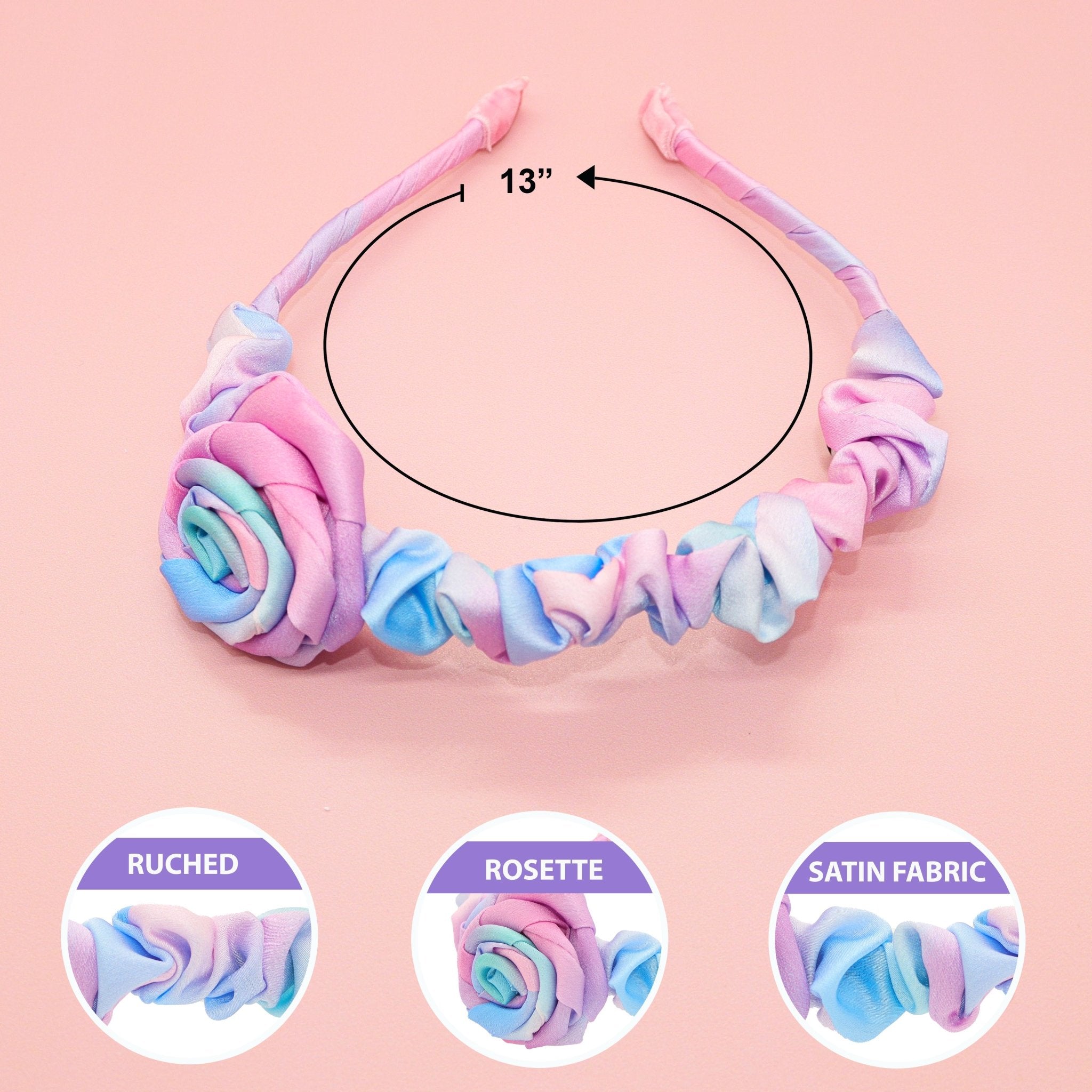 Satin Tie Dye Ruched Rosette Headbands - 2 Pack - FROG SAC