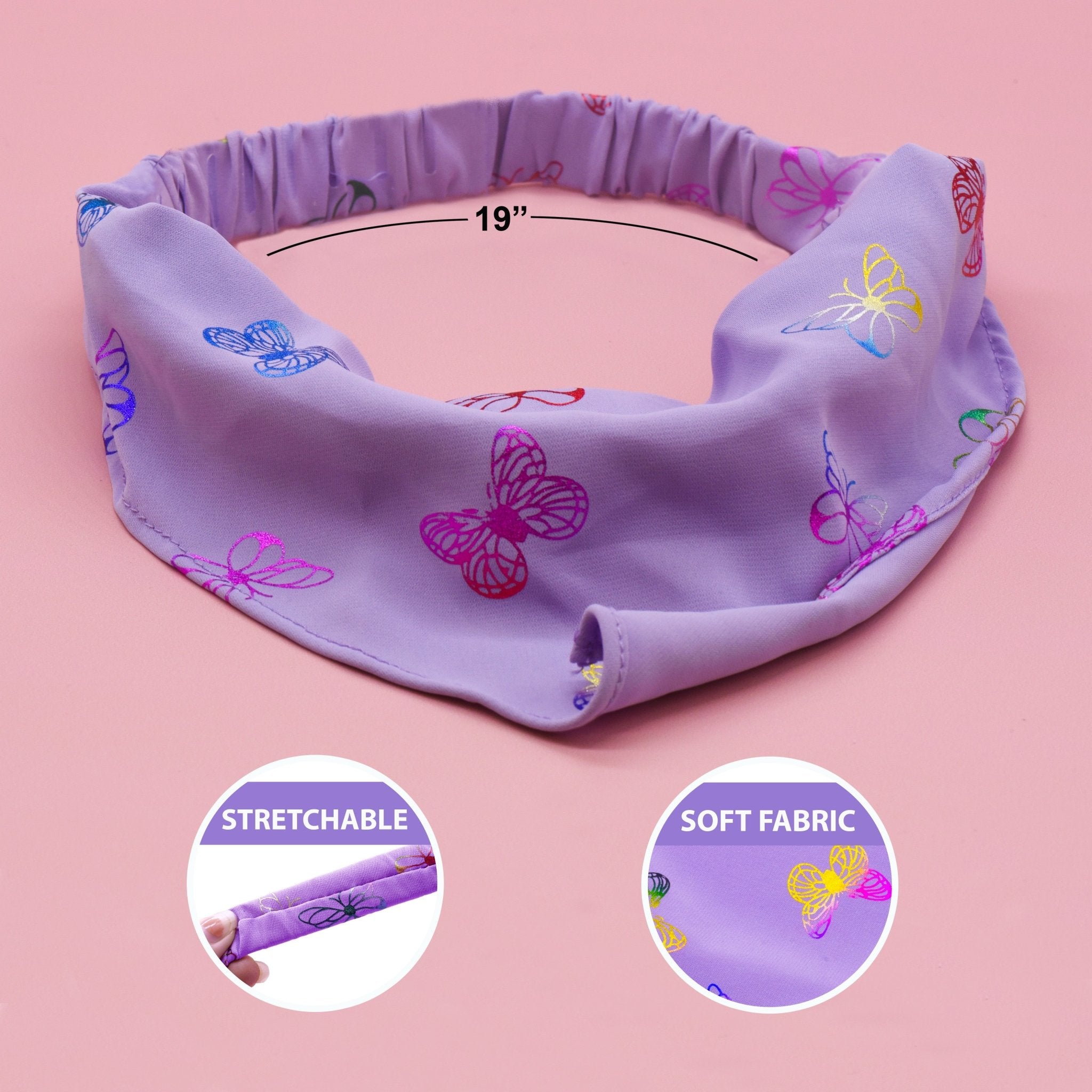 Stretch Butterfly Bandana Scarf Headbands - 4 Pack - FROG SAC