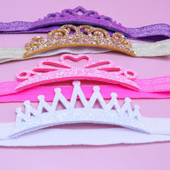 Stretch Glitter Princess Tiara Headbands - 4 Pack - FROG SAC