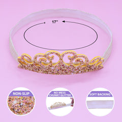 Stretch Glitter Princess Tiara Headbands - 4 Pack - FROG SAC