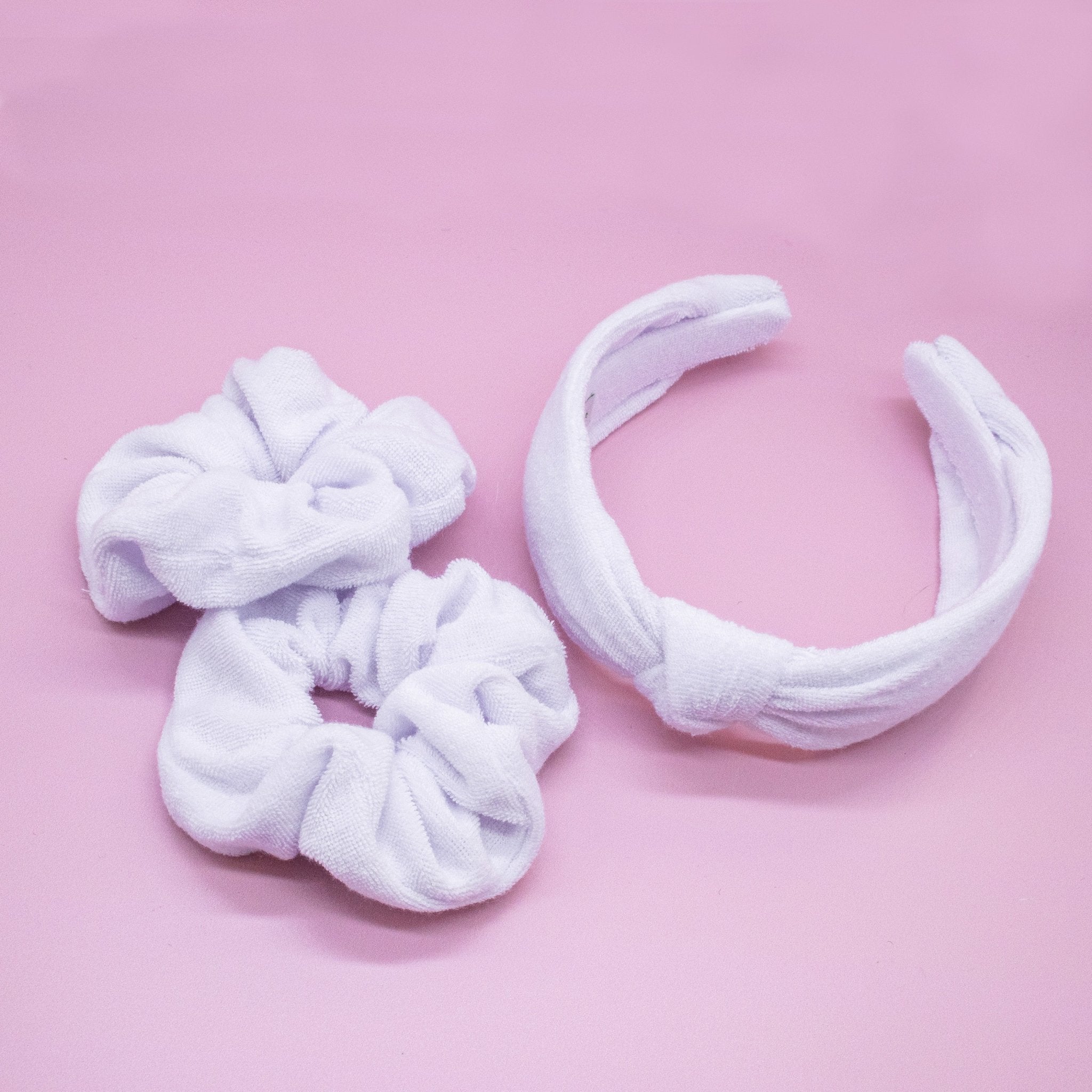 Terrycloth Knot Spa Headband and Scrunchie Wristbands - FROG SAC