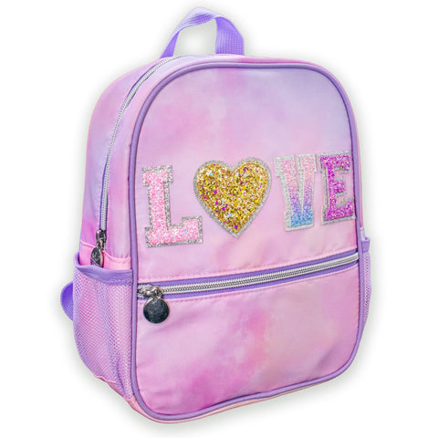 Tie Dye Backpack with Glitter Varsity Patch Letters - Mini - FROG SAC