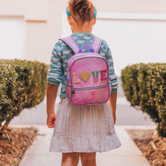 Tie Dye Backpack with Glitter Varsity Patch Letters - Mini - FROG SAC