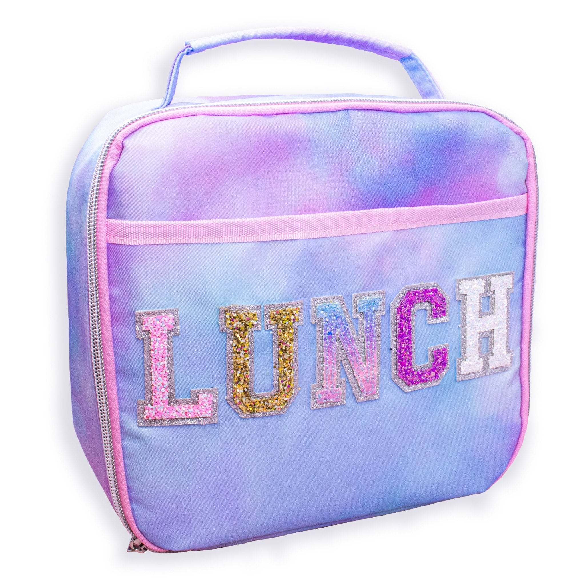 Tie Dye Lunch Box with Glitter Varsity Letter Patches - LUNCH - FROG SAC