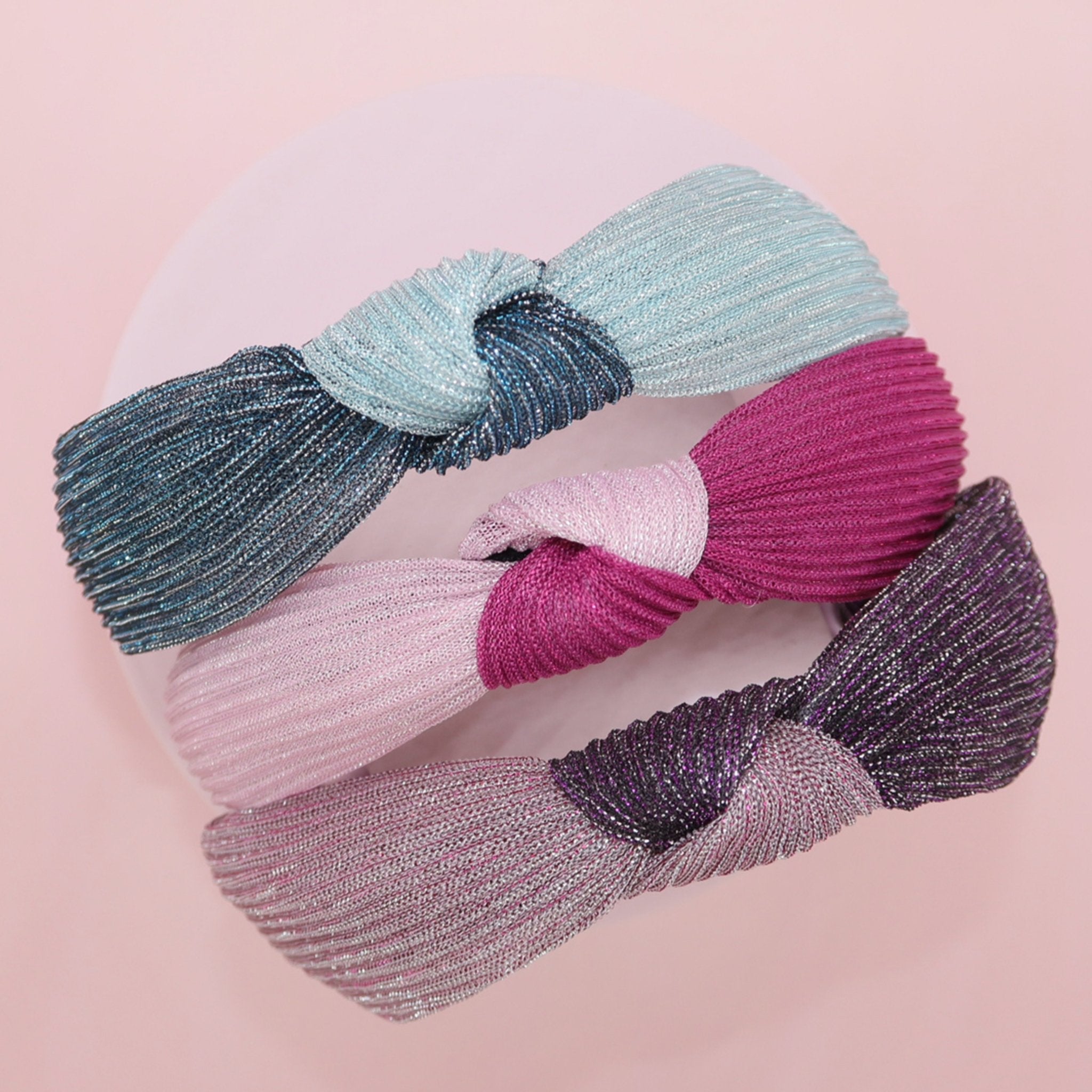 Two Tone Pleated Knot Headbands - 3 Pack - FROG SAC