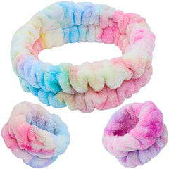 Ultra Soft Spa Headband & Wristbands - Rainbow Tie Dye - FROG SAC