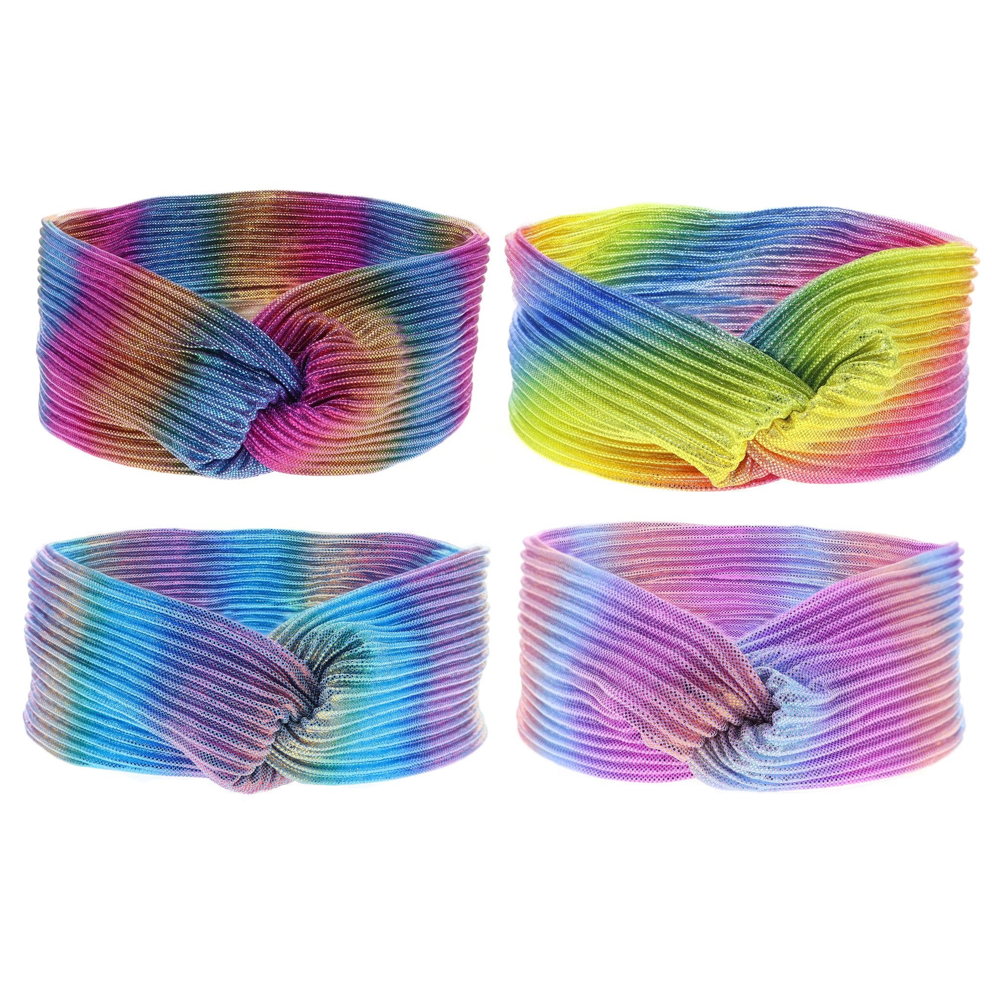 Wide Pleated Knot Headbands - Tie Dye 4 Pack - FROG SAC
